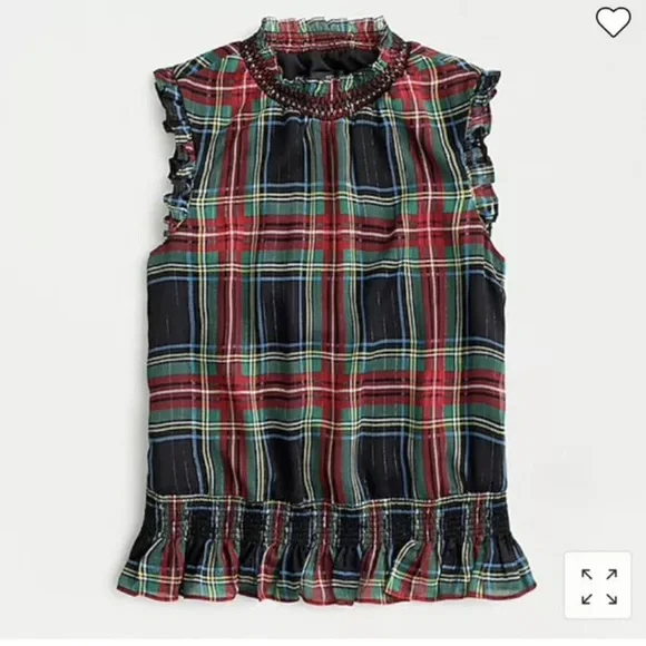 NWT J Crew Sleeveless Mockneck Top in Gilded Stewart Tartan Plaid AW895 Size 00 - Picture 3 of 9